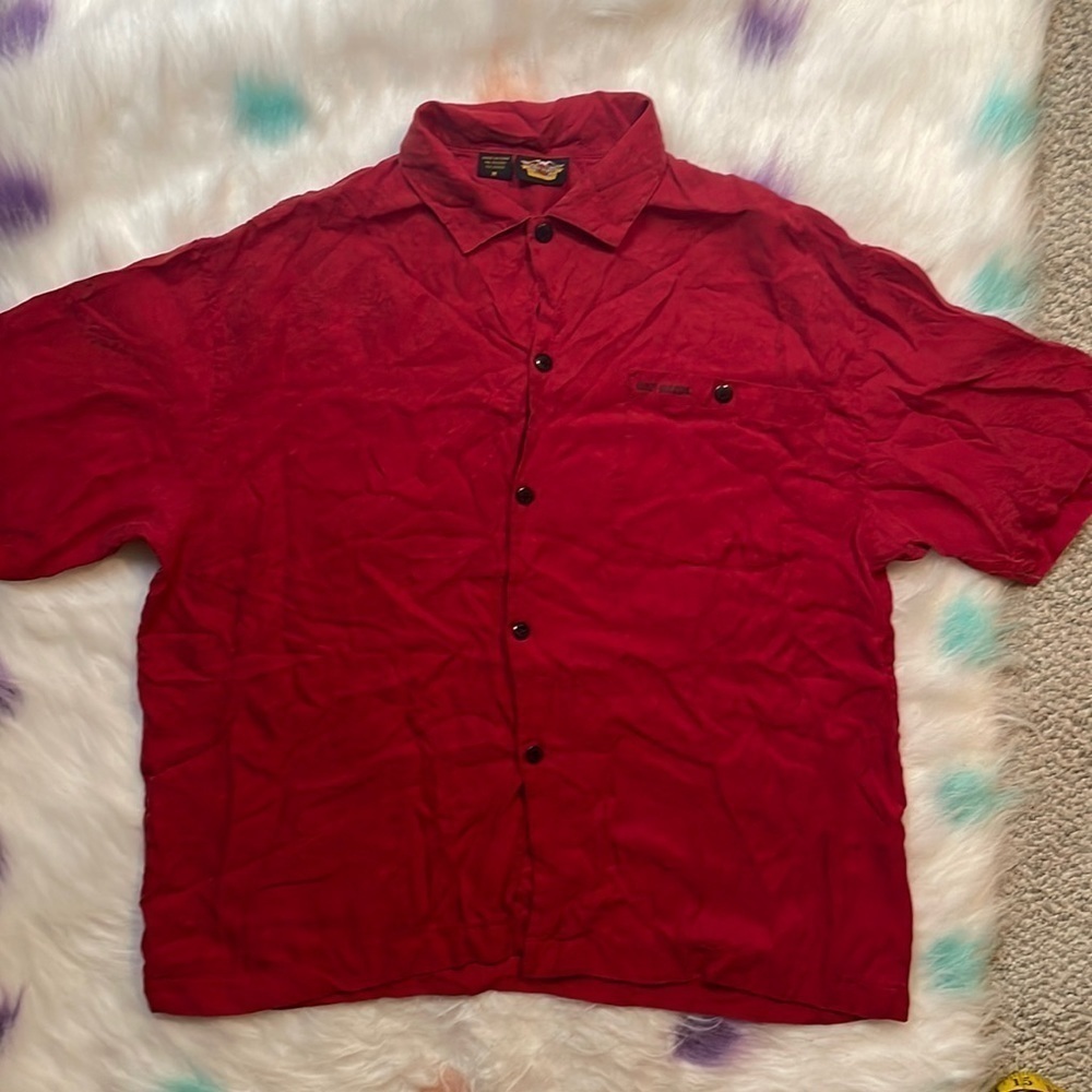 HARLEY Davidson Red Button Up Short Sleeve Sleepwear Shirt